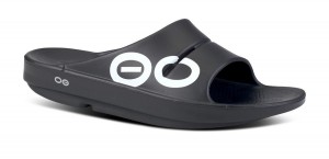 White / Black Oofos OOahh Sport Slide Sandal | 27YSROFGL