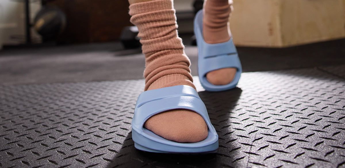 Blue Oofos OOahh Slide Sandal | 81DFLPJBA