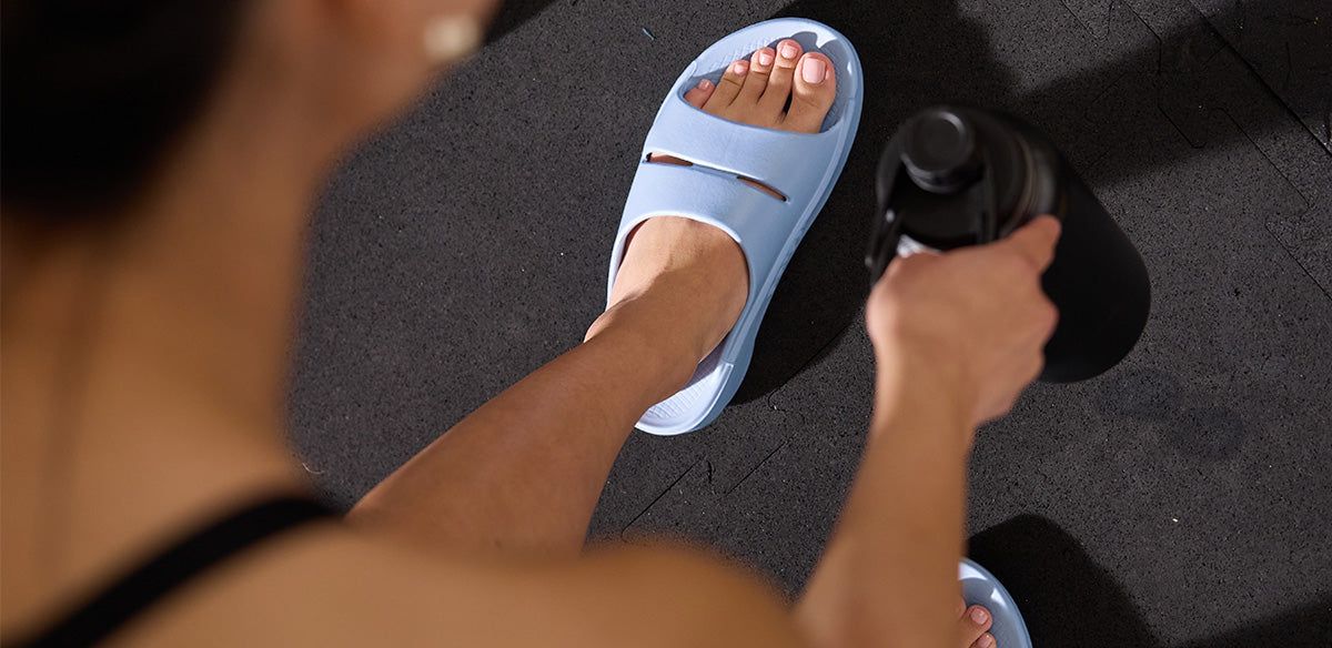 Blue Oofos OOahh Slide Sandal | 81DFLPJBA