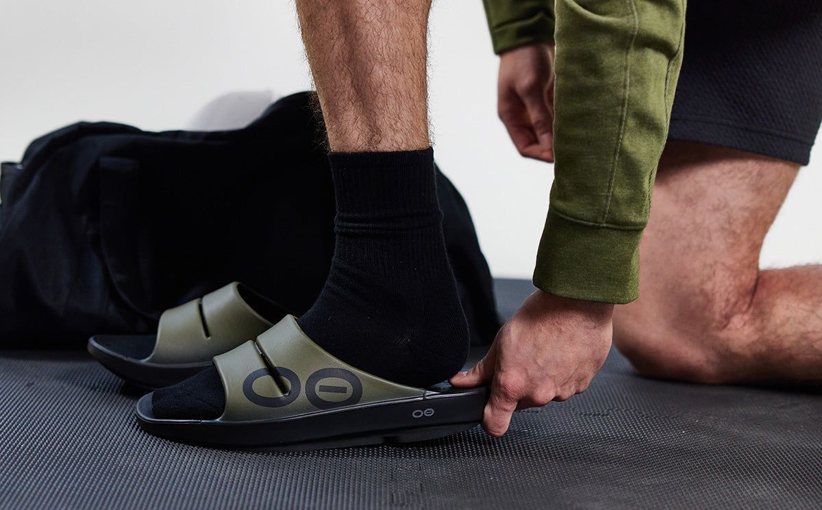 Green Oofos OOahh Sport Slide Sandal | 50SLZYFGM
