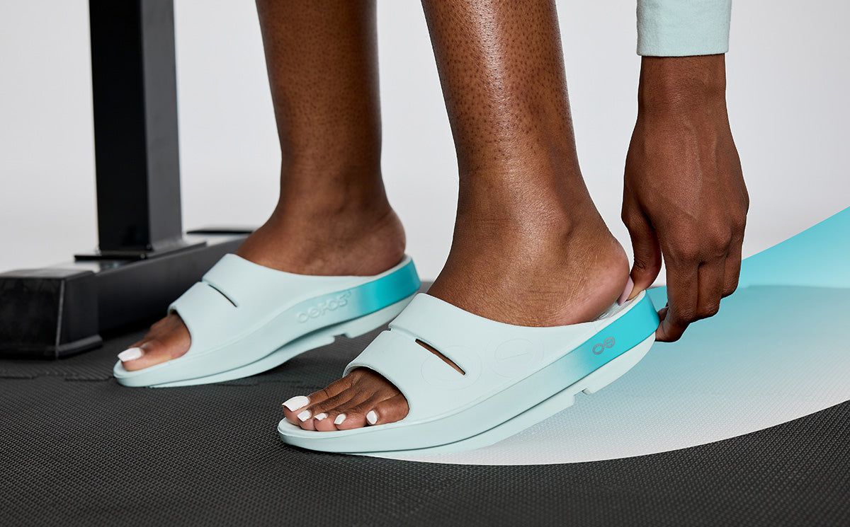 Light Turquoise Oofos OOahh Sport Slide Sandal | 70FOPVXDZ