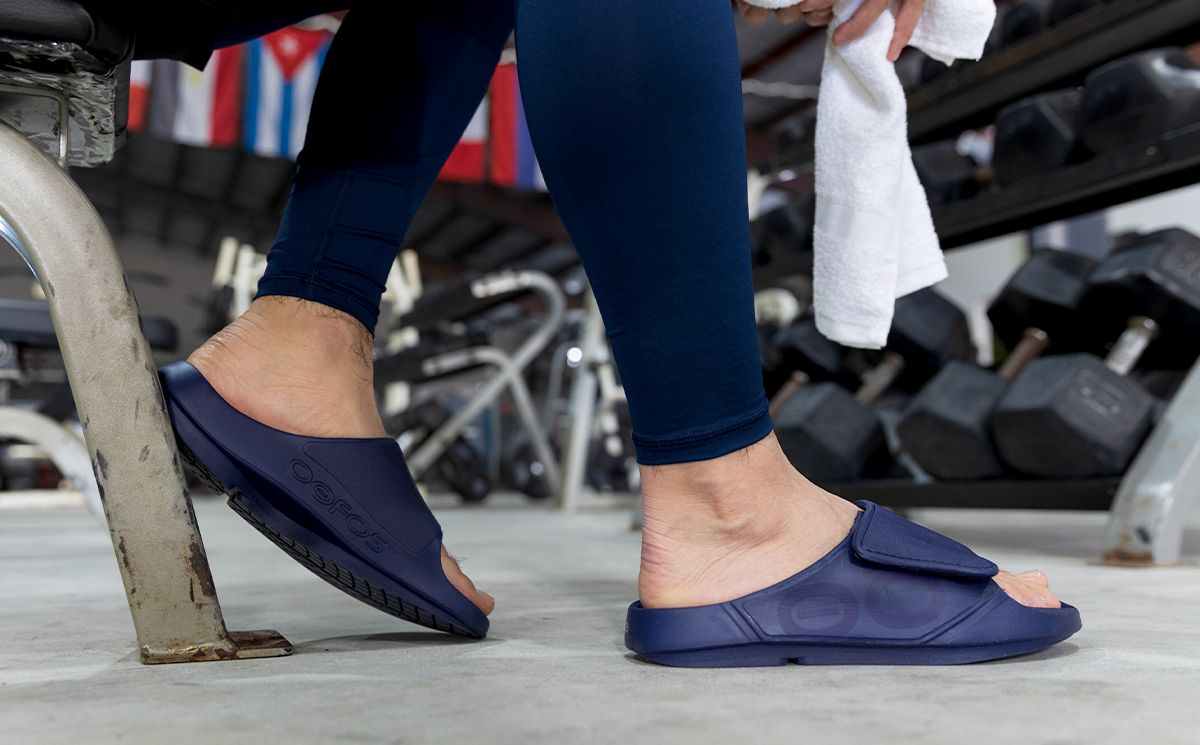Navy Oofos OOahh Sport Flex Sandal | 83JFBWLEY