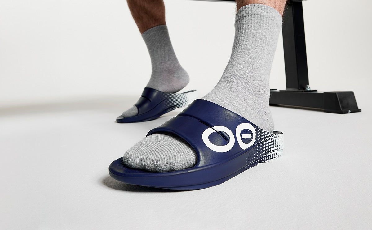Navy Oofos OOahh Sport Slide Sandal | 25VNQSGCR