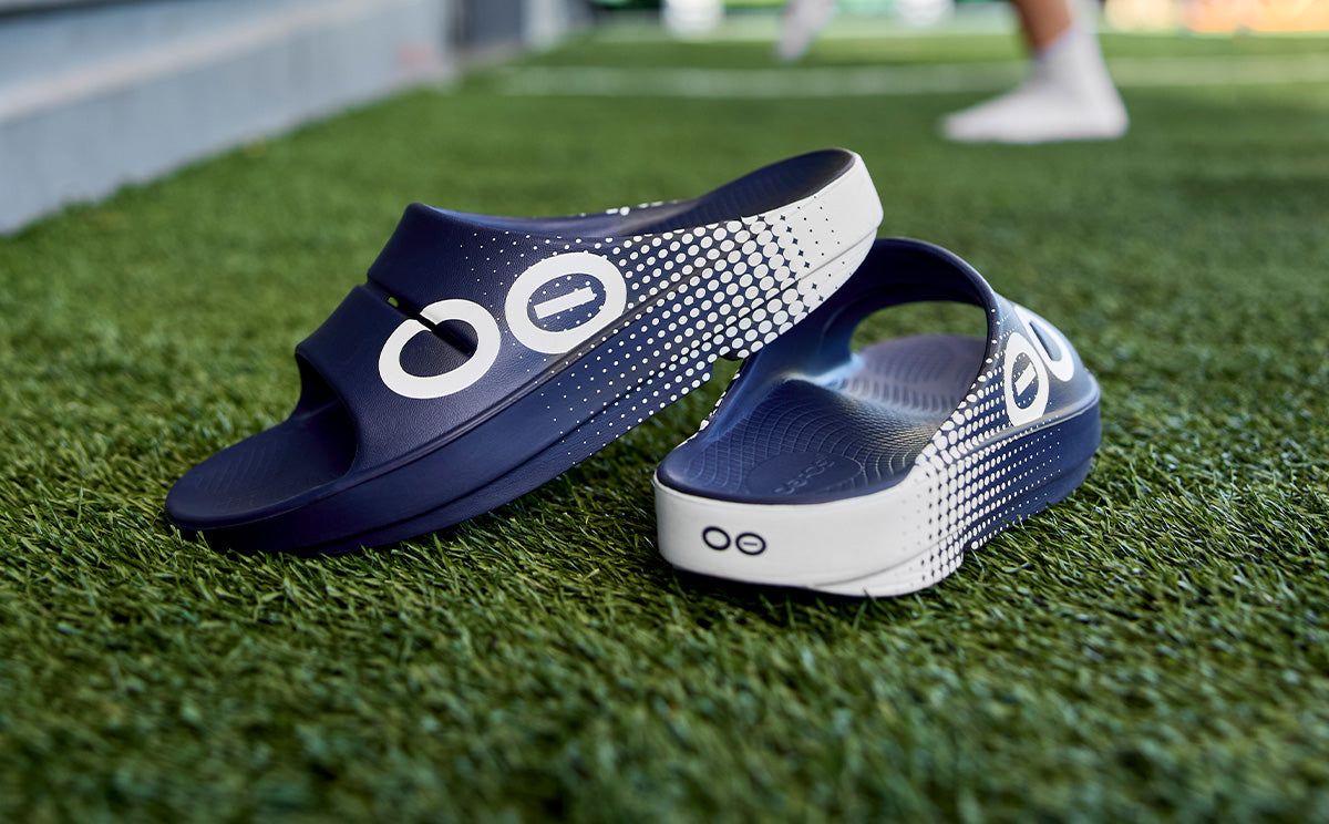 Navy Oofos OOahh Sport Slide Sandal | 45UNQLVXH