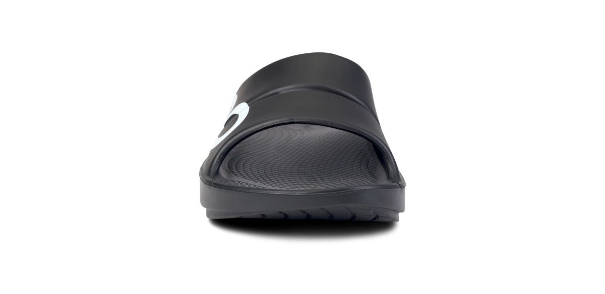 White / Black Oofos OOahh Sport Slide Sandal | 27YSROFGL