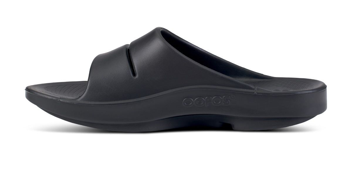 White / Black Oofos OOahh Sport Slide Sandal | 27YSROFGL